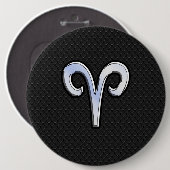 Chrom mag Widder-Tierkreis-Zeichen Button (Vorne & Hinten)