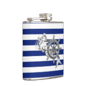 Chrom-Meerjungfrau auf Marine-Streifen Flachmann (Rechts)