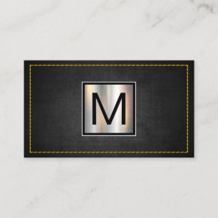 Chrom Metallisch Dunkle Textur Gelb abgesteppt Visitenkarte