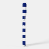 Chrom Nautical Wheel auf Navy Stripes iPhone Hülle (Rechte Seite)