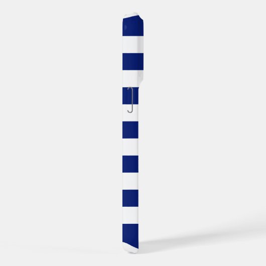 Chrom Nautical Wheel auf Navy Stripes iPhone Hülle (Rechte Seite)