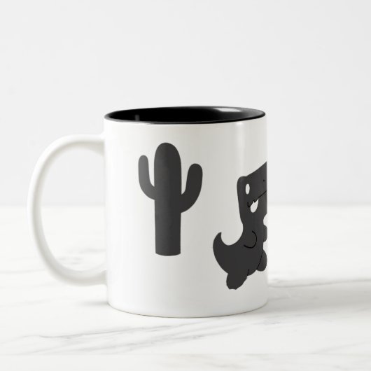 Chrom-Offline-Dino Zweifarbige Tasse (Links)