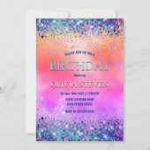 Chrom-orange-rosa-irisierende Imitate Glitzer Mono Einladung (Vorderseite)