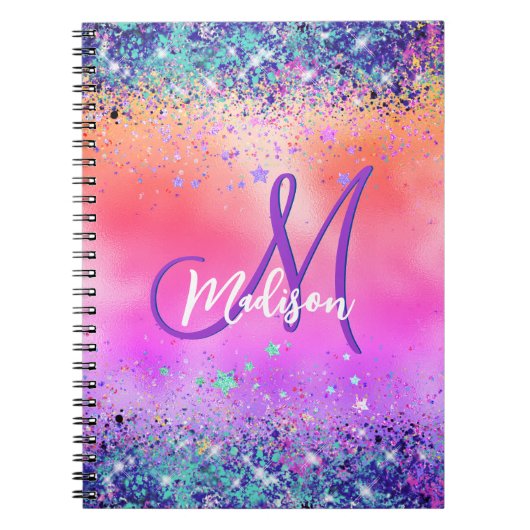 Chrom-orange-rosa-irisierende Imitate Glitzer Mono Notizblock (Vorderseite)