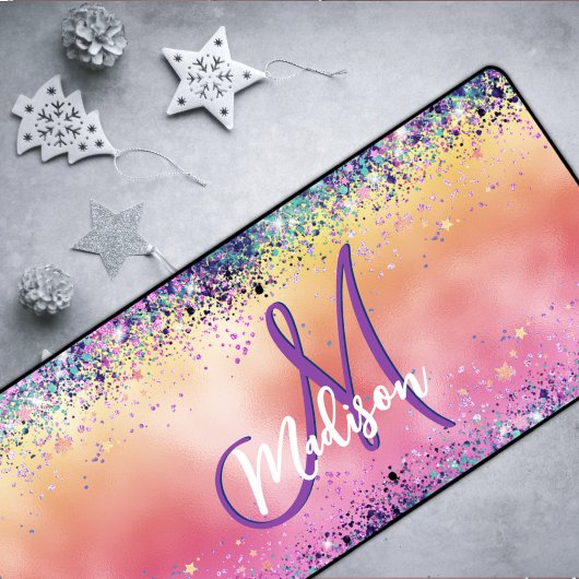 Chrom-orange-rosa-irisierende Imitate Glitzer Mono Schreibtischunterlage