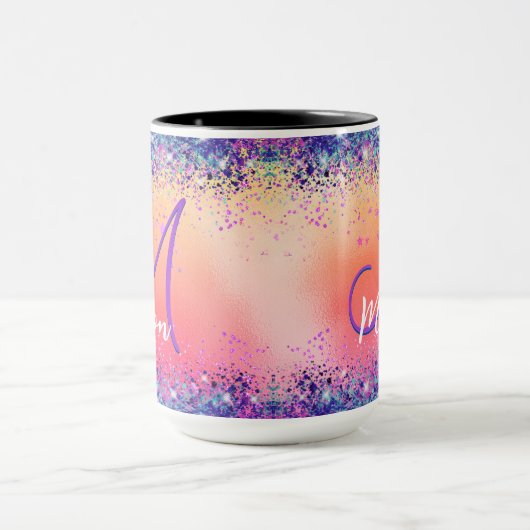 Chrom-orange-rosa-irisierende Imitate Glitzer Mono Tasse (Zentrum)