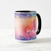 Chrom-orange-rosa-irisierende Imitate Glitzer Mono Tasse (VorderseiteRechts)