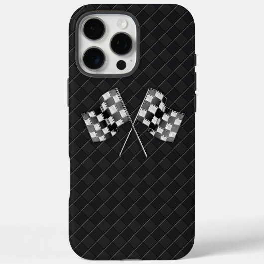 Chrom-Racing-Flags auf kariertes Leder Case-Mate iPhone Hülle (Rückseite)