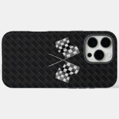 Chrom-Racing-Flags auf kariertes Leder Case-Mate iPhone Hülle (Rückseite (Horizontal))