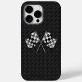 Chrom-Racing-Flags auf kariertes Leder Case-Mate iPhone Hülle (Rückseite)