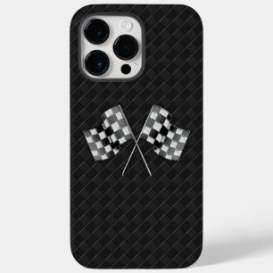 Chrom-Racing-Flags auf kariertes Leder Case-Mate iPhone 14 Pro Max Hülle