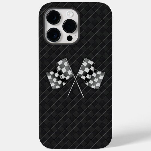 Chrom-Racing-Flags auf kariertes Leder Case-Mate iPhone Hülle (Rückseite)