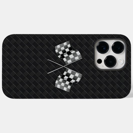 Chrom-Racing-Flags auf kariertes Leder Case-Mate iPhone Hülle (Rückseite (Horizontal))