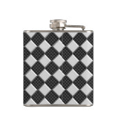 Chrom-Schachbrett auf Kohlenstoff-Faser-Druck Flachmann (Rückseite)