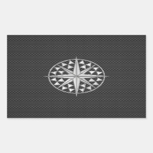 Chrom-Seestern auf Kohlenstoff-Faser Rechteckiger Aufkleber