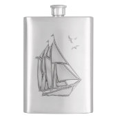 Chrom Segelboot Nautic Print Flachmann (Vorderseite)