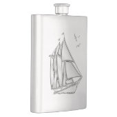 Chrom Segelboot Nautic Print Flachmann (Rechts)