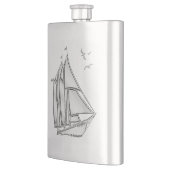 Chrom Segelboot Nautic Print Flachmann (Links)