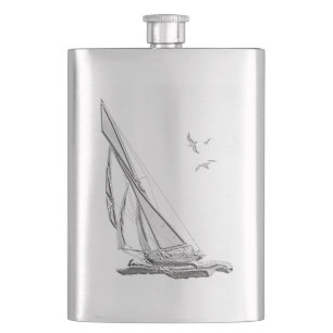 Chrom-Segelboot Seedruck Flachmann