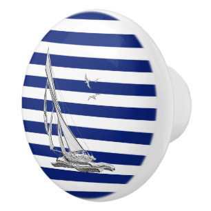 Chrom-Segeln auf Seemarine-blaue Streifen-Druck Keramikknauf