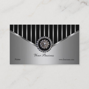 Chrom Silber Schwarz Streifen Elegant Klassisch Visitenkarte