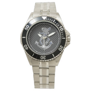Chrom-silberner Art-Seil-Anker auf Armbanduhr