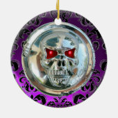 CHROM SKULL DAMASK / PIRATEN TREASURE MAP KERAMIKORNAMENT (Hinten)