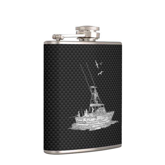 Chrom-Speerfisch-Fischerboot auf Flachmann (Rechts)