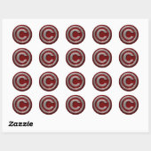 Chrom-Tropf Glitter-Buchstabe C Monogramm Runder Aufkleber (Blatt)
