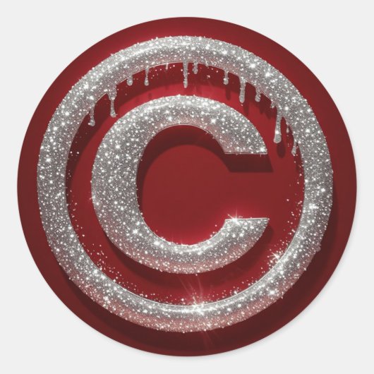 Chrom-Tropf Glitter-Buchstabe C Monogramm Runder Aufkleber (Vorderseite)