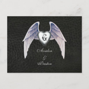 Chrom-u. Imitat-lederne Herz-Save the Date Ankündigungspostkarte