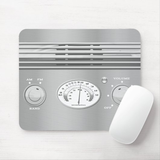 Chrom-Vintager Radio Mousepad (Mit Mouse)