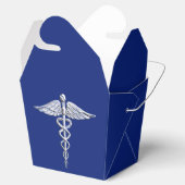 Chrom wie Caduceus Medical Symbol auf blauem Dekor Geschenkschachtel (Geöffnet)