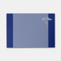 Chrom wie Caduceus Medical Symbol auf blauem Dekor