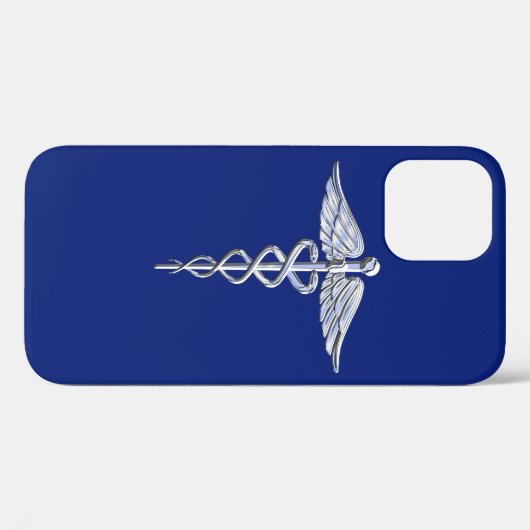 Chrom wie Caduceus Medical Symbol auf Navy Blue Case-Mate iPhone Hülle (Rückseite (Horizontal))