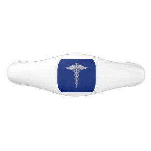 Chrom wie Caduceus Medical Symbol auf Navy Blue Keramik Schubladengriff