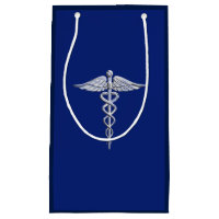 Chrom wie Caduceus Medical Symbol auf Navy Blue
