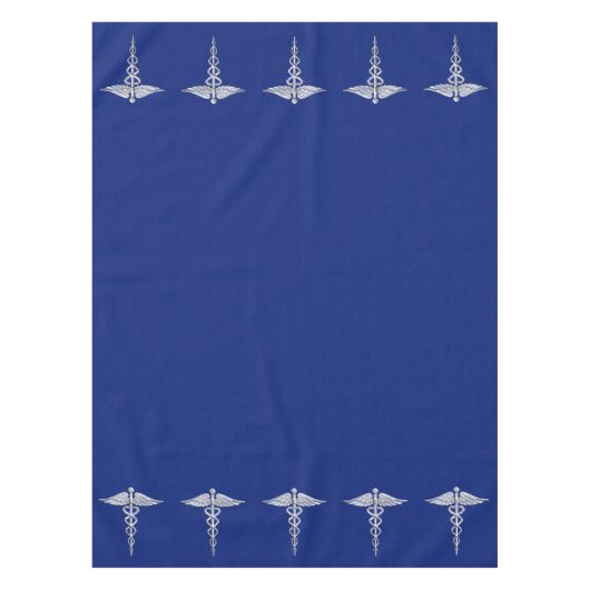 Chrom wie Caduceus Medical Symbol auf Navy Blue Tischdecke (Vorderseite)