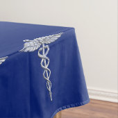 Chrom wie Caduceus Medical Symbol auf Navy Blue Tischdecke (Beispiel)