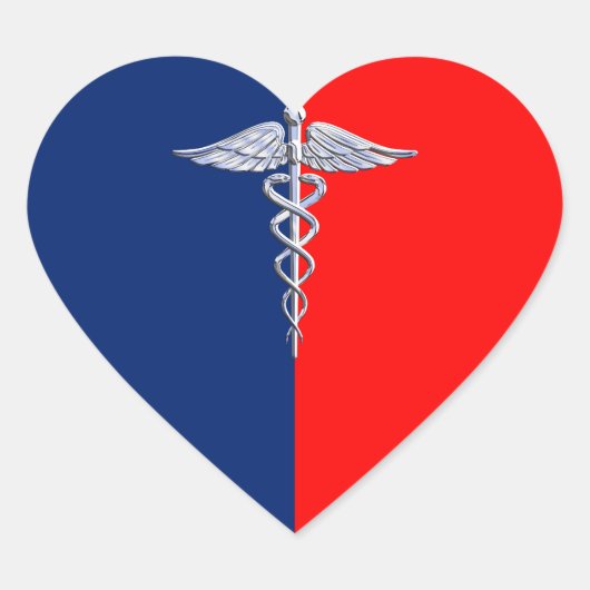 Chrom wie Caduceus Medical Symbol League Decor Herz-Aufkleber (Vorderseite)