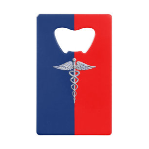 Chrom wie Caduceus Medical Symbol League Decor Kreditkartenflaschenöffner