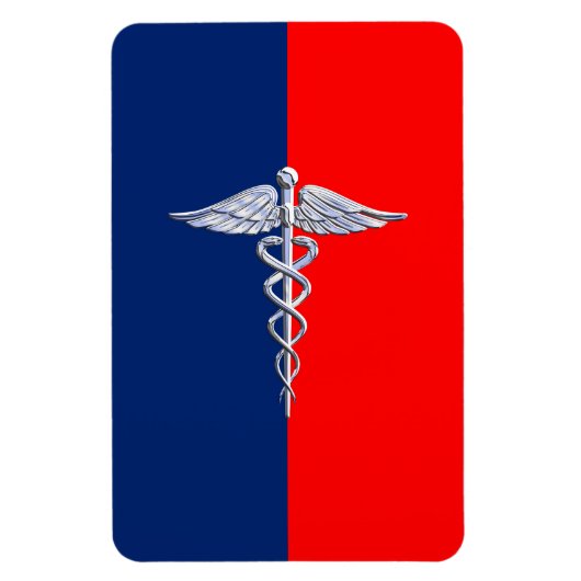 Chrom wie Caduceus Medical Symbol League Decor Magnet (Vertikal)