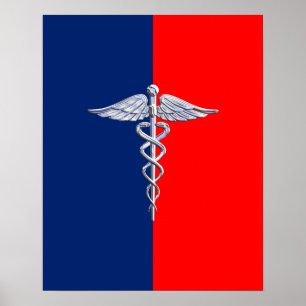 Chrom wie Caduceus Medical Symbol League Decor Poster