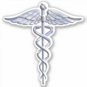 Chrom wie Caduceus Medical Symbol Mahogany Dekor Aufkleber (Vorderseite)