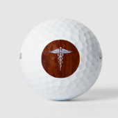 Chrom wie Caduceus Medical Symbol Mahogany Dekor Golfball (Vorderseite)
