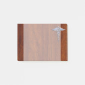 Chrom wie Caduceus Medical Symbol Mahogany Dekor Post-it Klebezettel (Vorderseite)