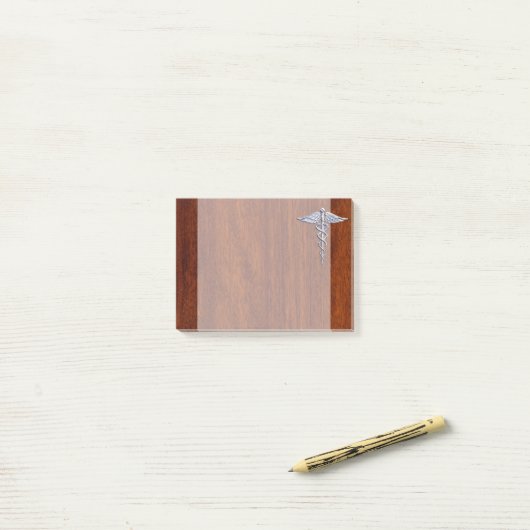 Chrom wie Caduceus Medical Symbol Mahogany Dekor Post-it Klebezettel (Auf Schreibtisch)