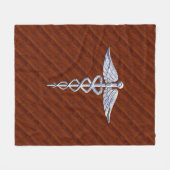 Chrom wie Caduceus Medical Symbol Mahogany Print Fleecedecke (Vorderseite (Horizontal))