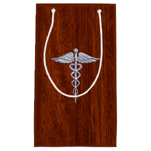 Chrom wie Caduceus Medical Symbol Mahogany Print Kleine Geschenktüte