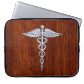 Chrom wie Caduceus Medical Symbol Mahogany Print Laptopschutzhülle (Vorderseite)